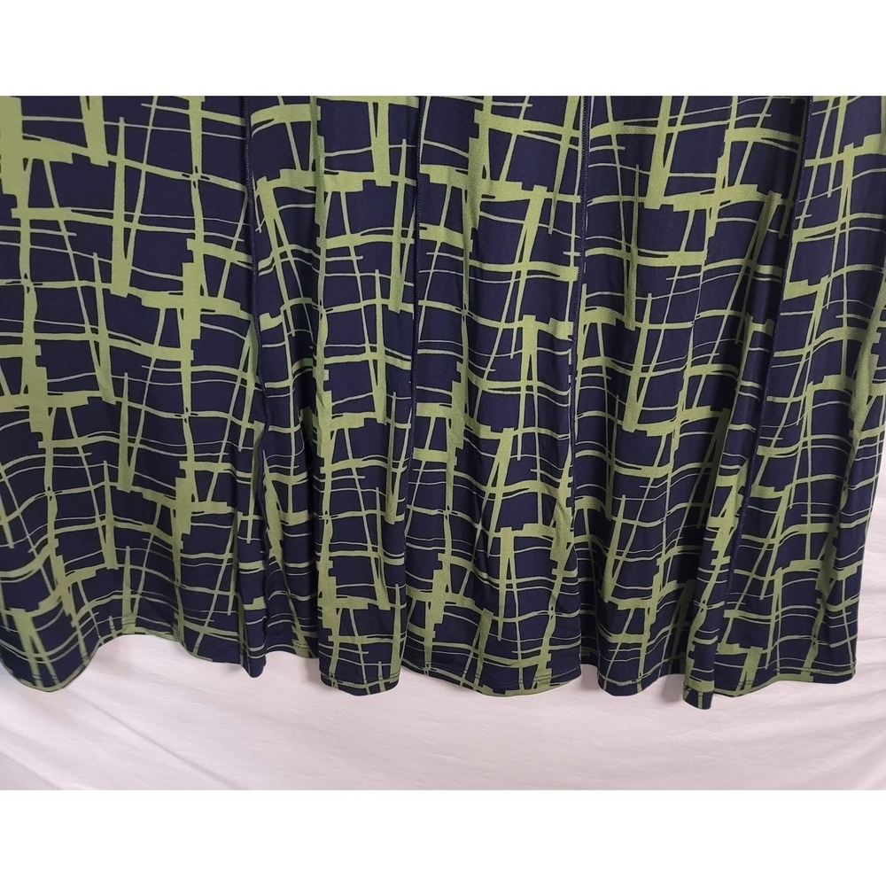 Perceptions New York Dress Womens M Blue Green Sleeveless Midi Tie‎ Waist Career - Picture 4 of 13